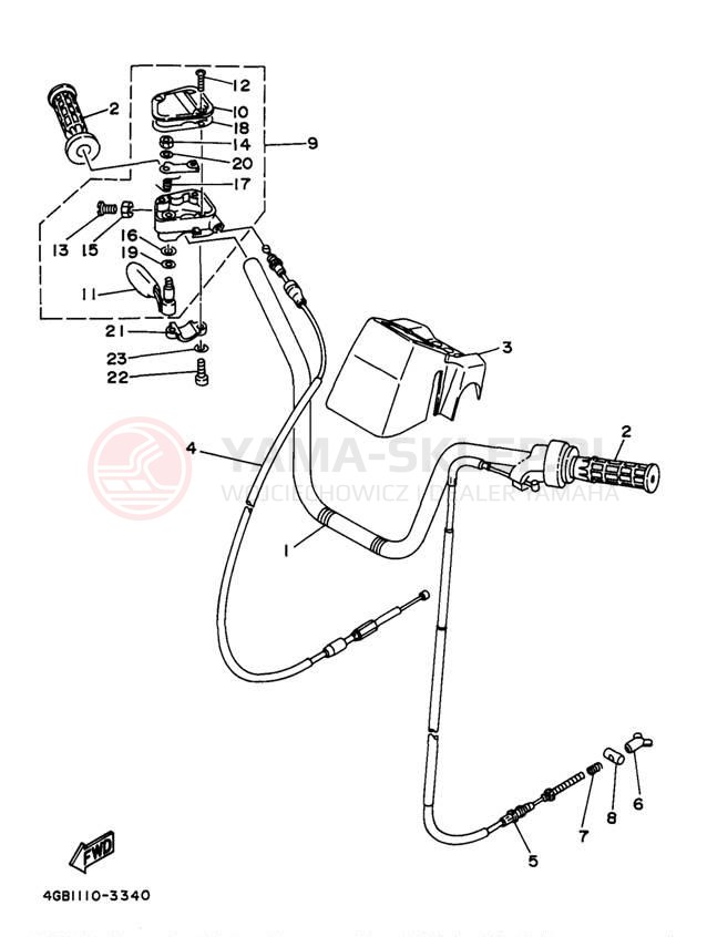 Schemat "Kierownica i osprzęt" do Yamaha YFM350FWJ