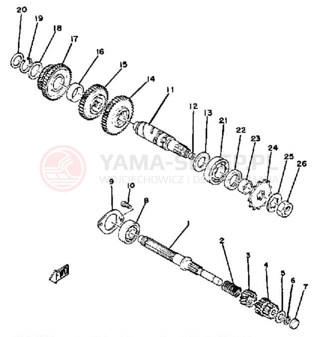Schemat "Skrzynia biegów " do Yamaha LB50PH