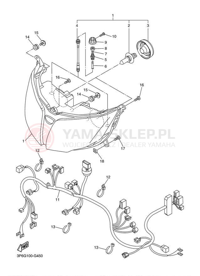 Schemat "Lampa przód" do Yamaha FJR 1300A FJR13AYB/FJR13AYCB