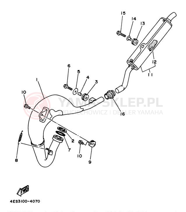 Schemat "Wydech końcowy" do Yamaha YZ80 YZ80J1