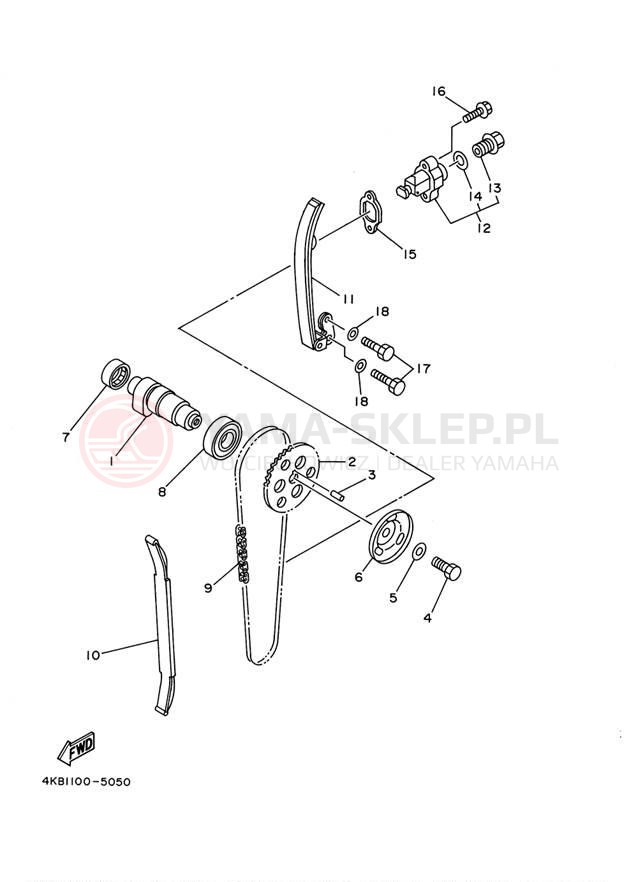 Schemat "Rozrząd - łańcuszek" do Yamaha WOLVERINE YFM35FXT