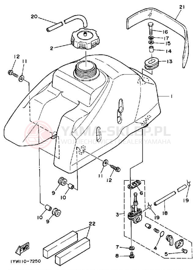 Schemat "zbiornik paliwa" do Yamaha MOTO-4 YFM350ERW
