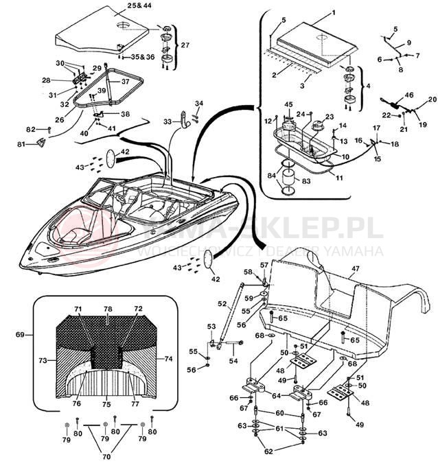 Schemat "DECK HATCH" do Yamaha AR230 HO SRT1100BE