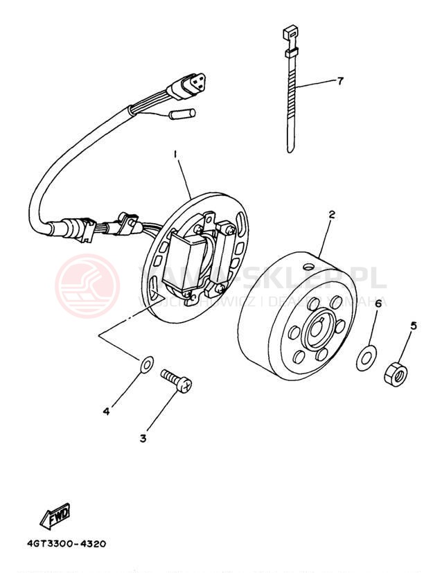 Schemat "prądnica" do Yamaha YZ80 YZ80J1