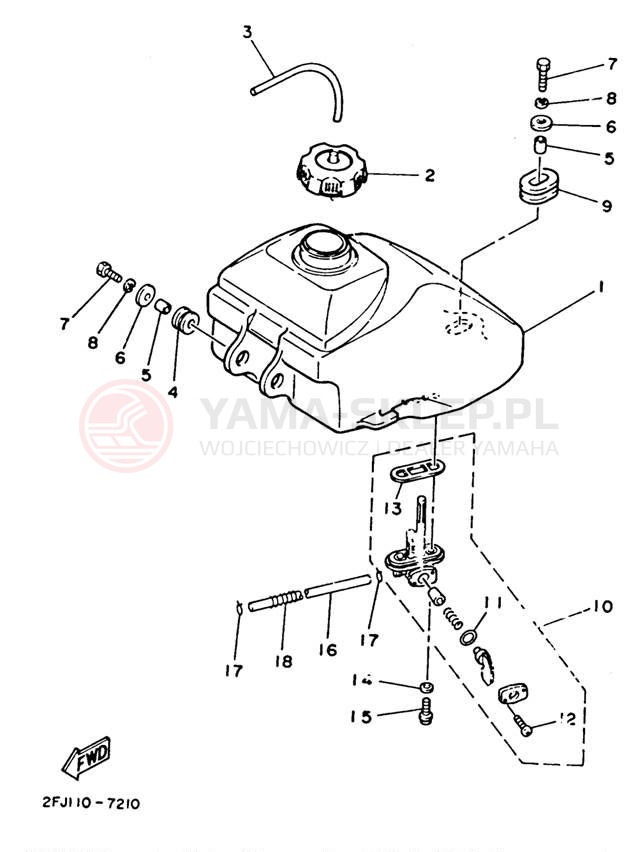 Schemat "zbiornik paliwa" do Yamaha BADGER YFM80U