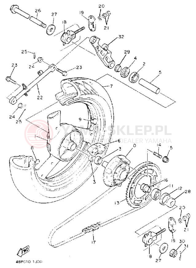 Schemat "Koło tył" do Yamaha SECA II XJ600SE/XJ600SEC