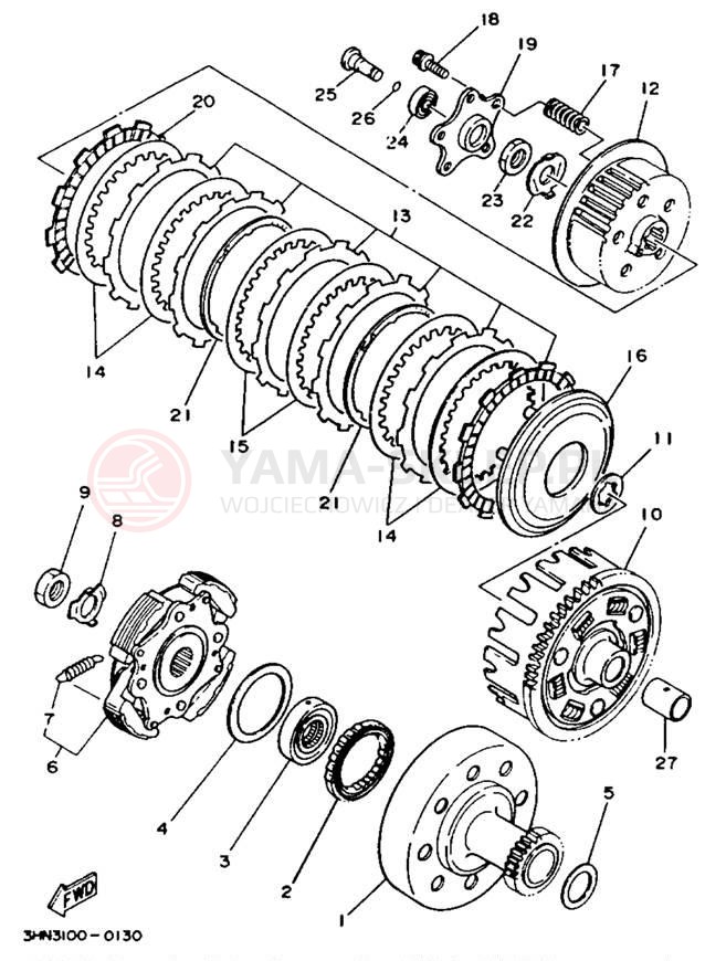 Schemat "sprzęgło" do Yamaha BIG BEAR 4WD YFM350FWE