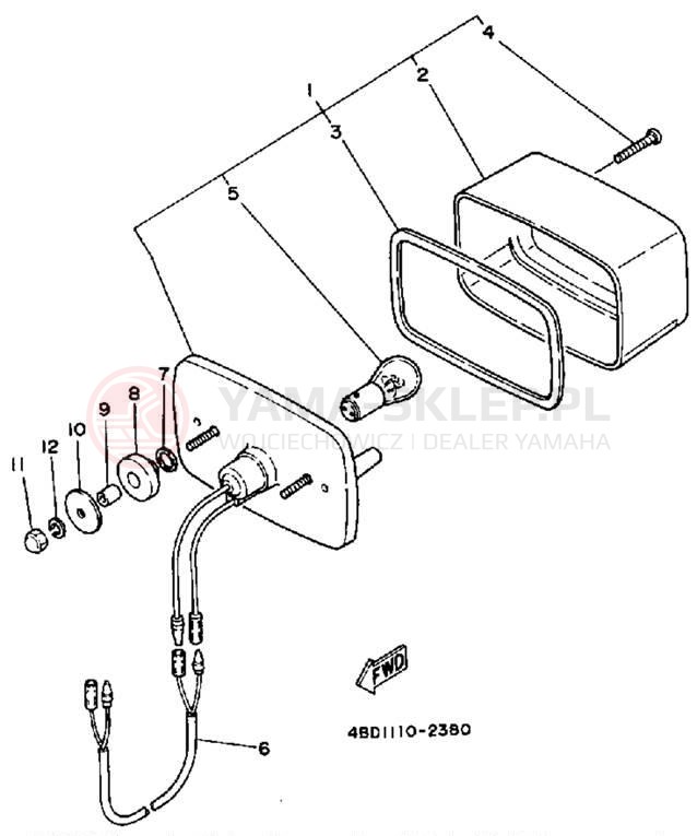 Schemat "lampa tył" do Yamaha YFB250D_MN