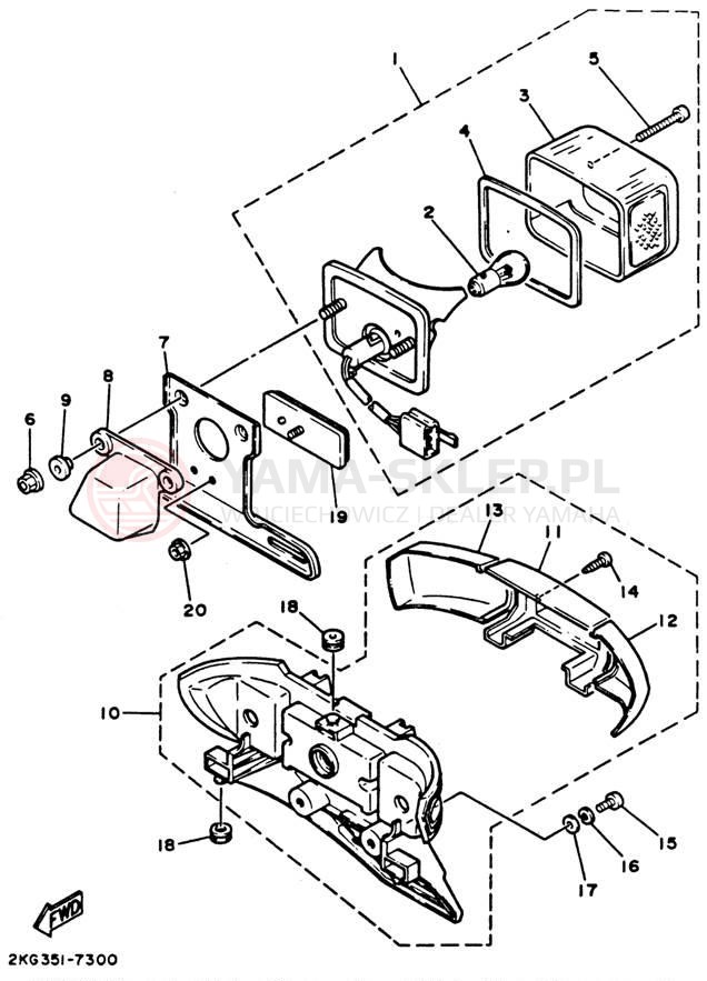 Schemat "lampa tył" do Yamaha RAZZ SH50G