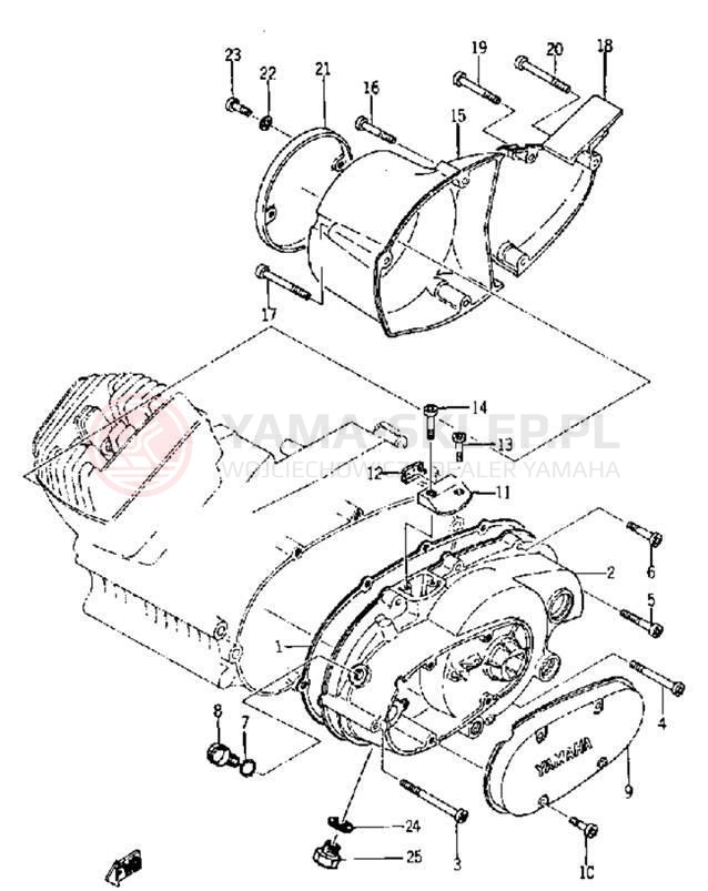 Schemat "Pokrywa silnika" do Yamaha YDS5/YM2C