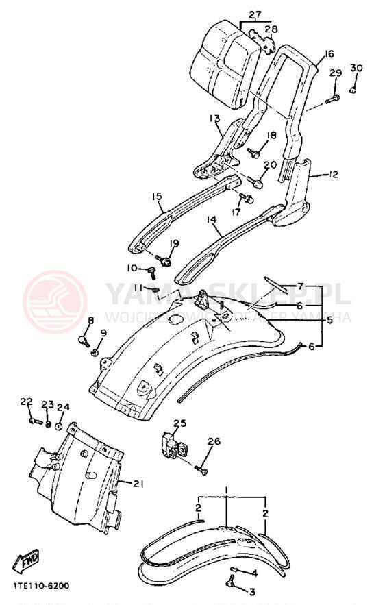 Schemat "błotnik" do Yamaha VIRAGO 1100 XV1100U/XV1100UC