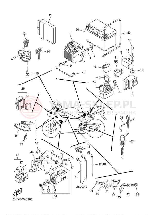 Schemat "układ elektryczny" do Yamaha YZF-R1 YZFR1TC/YZFR1T