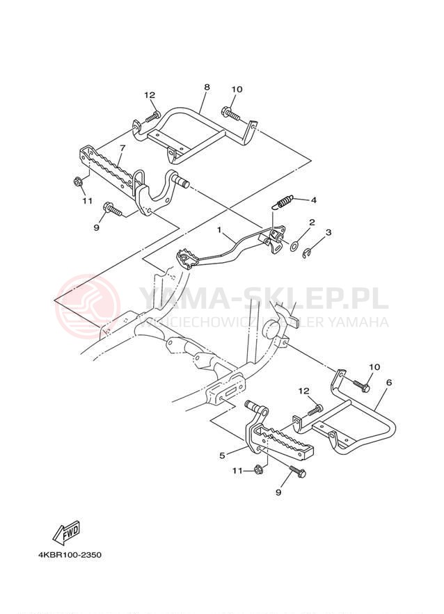 Schemat "Stopka postojowa i podnóżki" do Yamaha WOLVERINE 4X4 YFM35FXS