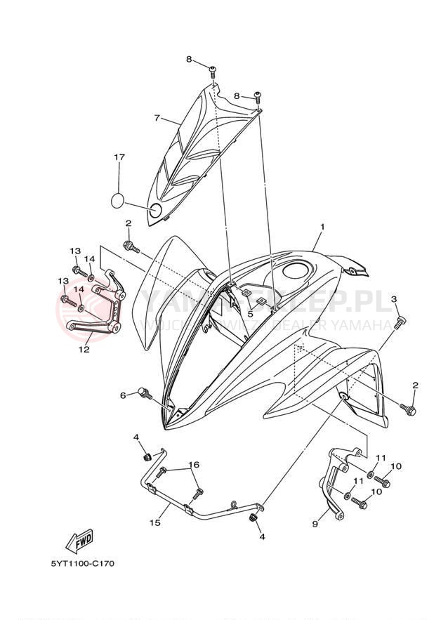 Schemat "Przedni błotnik" do Yamaha RAPTOR 350 YFM35RZW