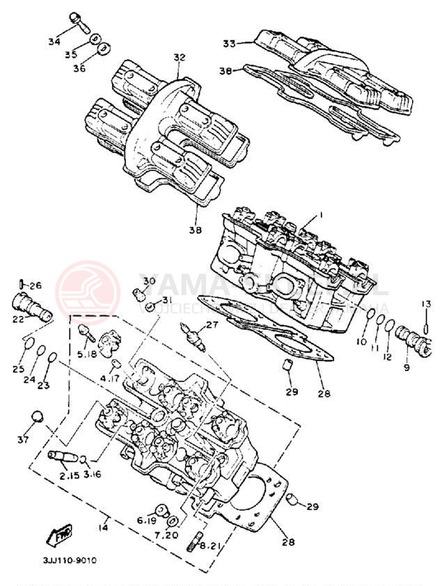 Schemat "głowica" do Yamaha XVZ13DEC/XVZ13DE