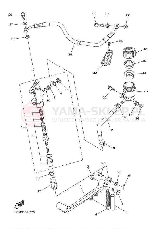 Schemat "Pompa hamulcowa tył" do Yamaha YZFR1 LE YZFR1LEZ/YZFR1LEZC