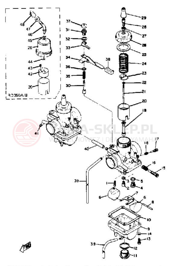 Schemat "Gaźnik" do Yamaha RD350A