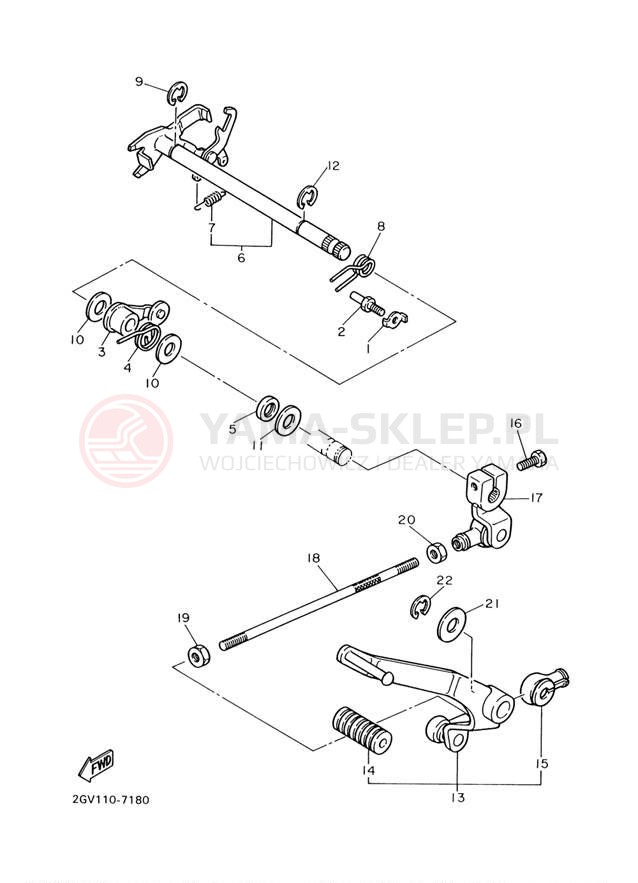Schemat "Dźwignia zmiany biegów, wałek" do Yamaha V-STAR CUSTOM XVS650MC/XVS650M