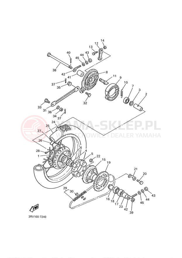 Schemat "Koło tył" do Yamaha Y-ZINGER PW80M1