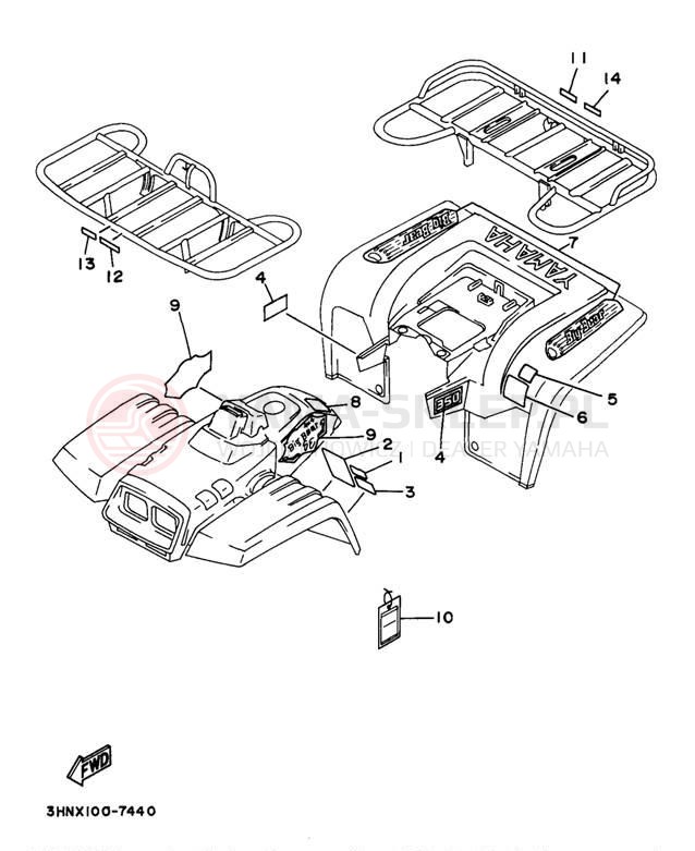Schemat "naklejki" do Yamaha BIG BEAR 4WD YFM350FWJ