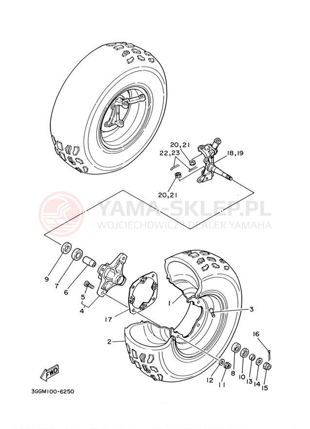 Schemat "Koło przód" do Yamaha BANSHEE YFZ350M