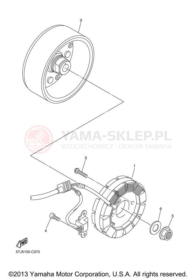 Schemat "prądnica" do Yamaha WR450F WR450FV