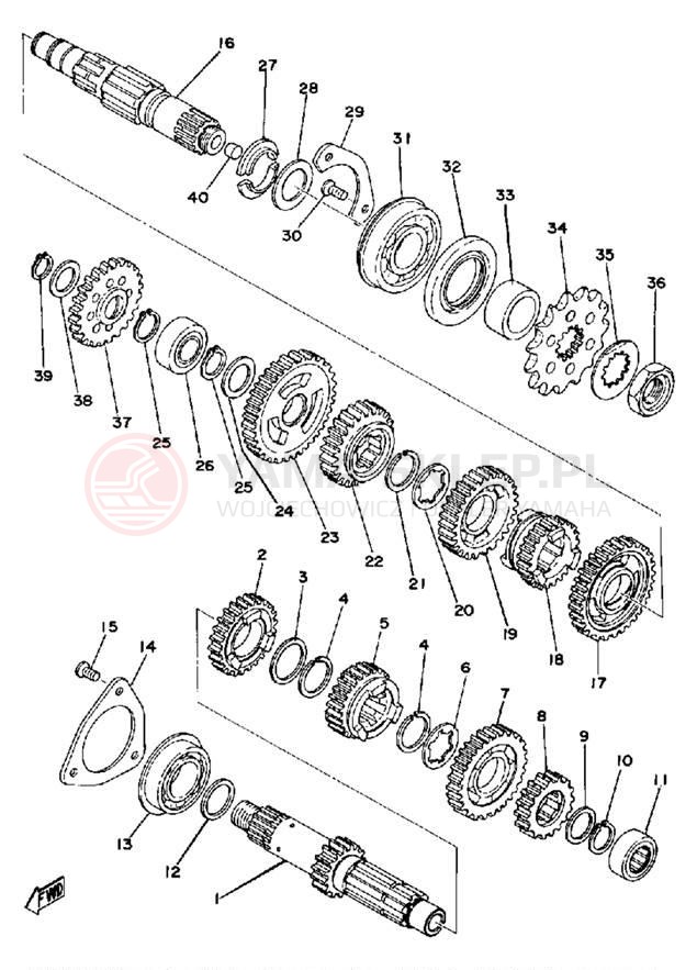 Schemat "Skrzynia biegów " do Yamaha IT400C
