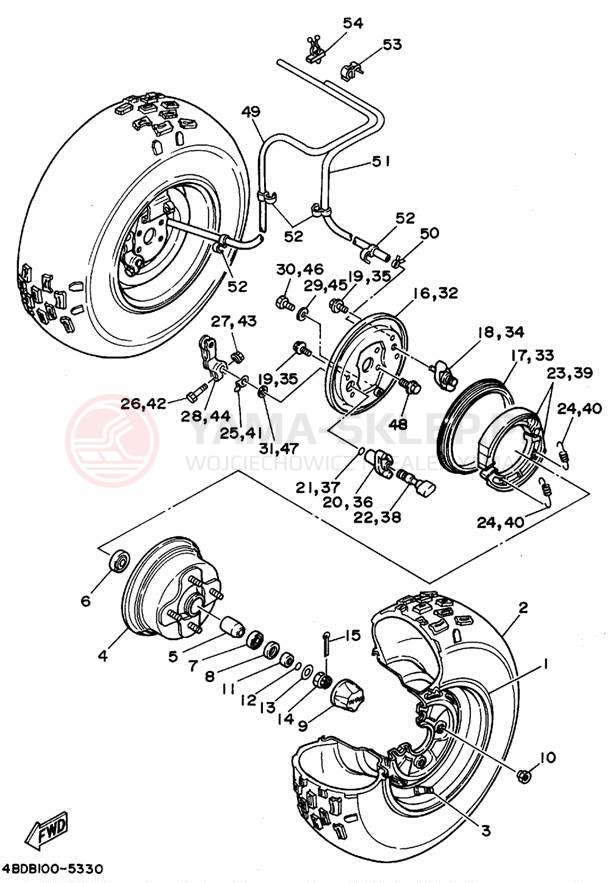 Schemat "Koło przód" do Yamaha YFB250G_MNH