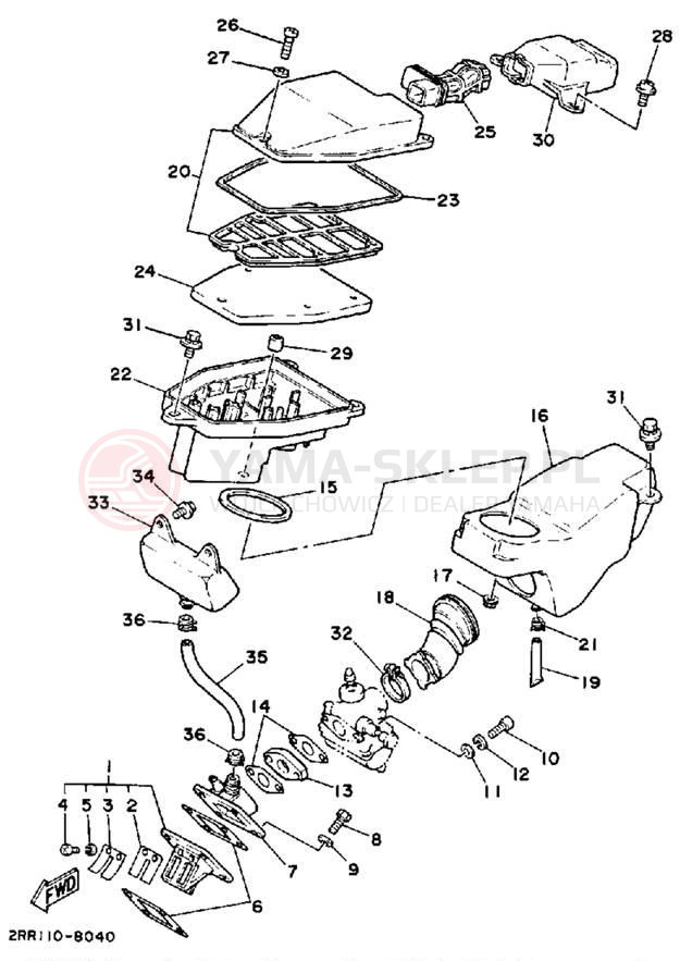 Schemat "Filtr powietrza" do Yamaha YSR50U