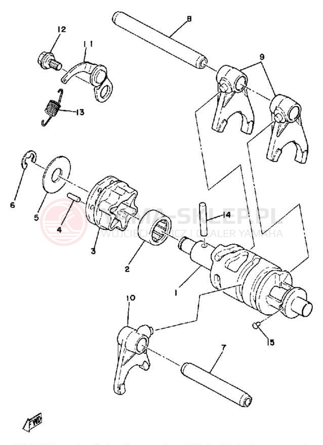 Schemat "Wodziki, automat" do Yamaha DT175F