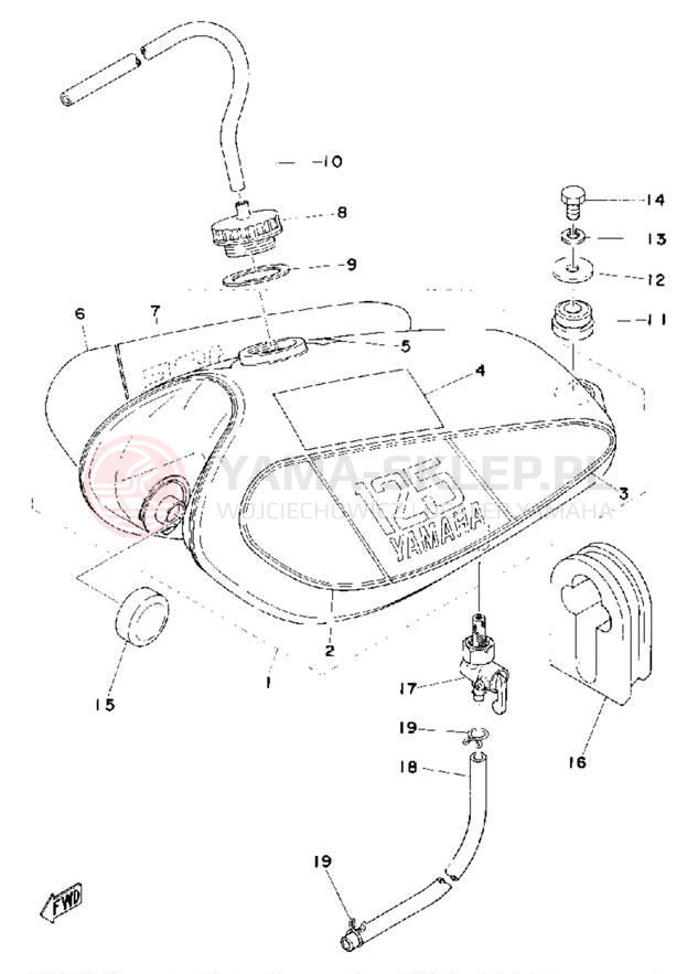 Schemat "zbiornik paliwa" do Yamaha MX125C