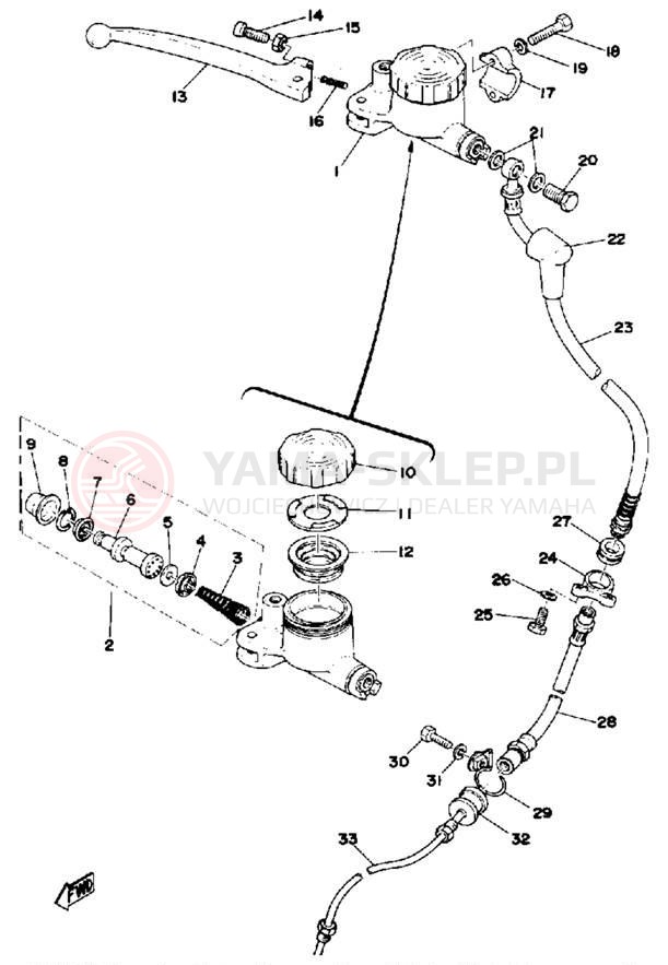 Schemat "Pompa hamulcowa przednia, przewód" do Yamaha RD200C