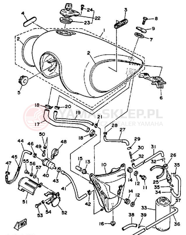 Schemat "zbiornik paliwa" do Yamaha VIRAGO 1100 XV1100E/XV1100EC
