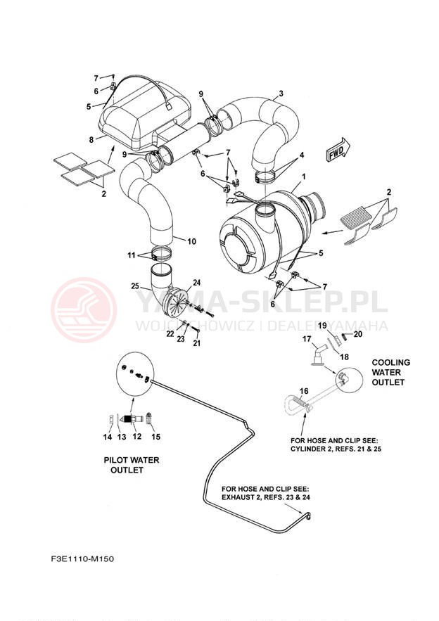 Schemat "wydech" do Yamaha AR192 RM1800BN/RM1800AN