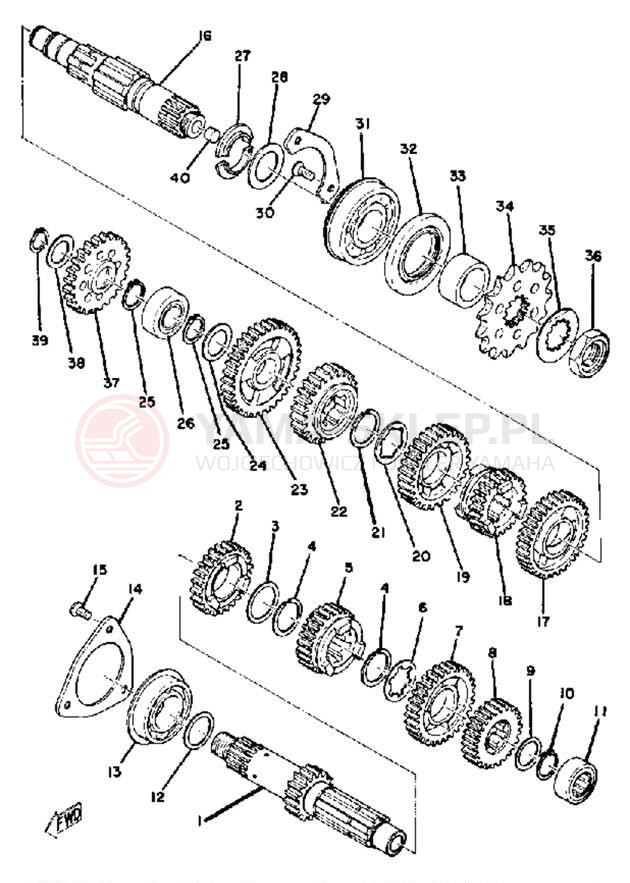 Schemat "Skrzynia biegów " do Yamaha YZ250E