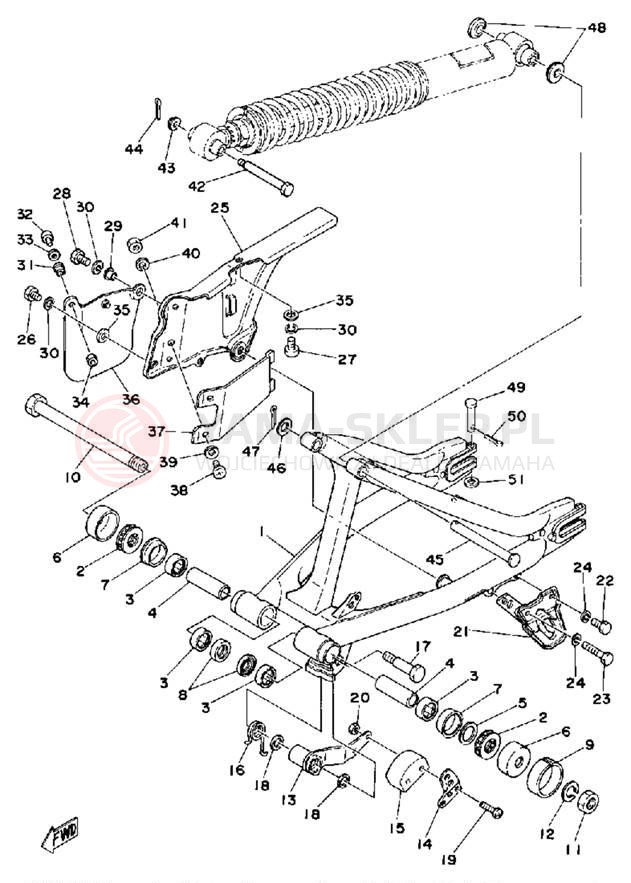 Schemat "Wahacz, osłona łańcucha" do Yamaha IT250F