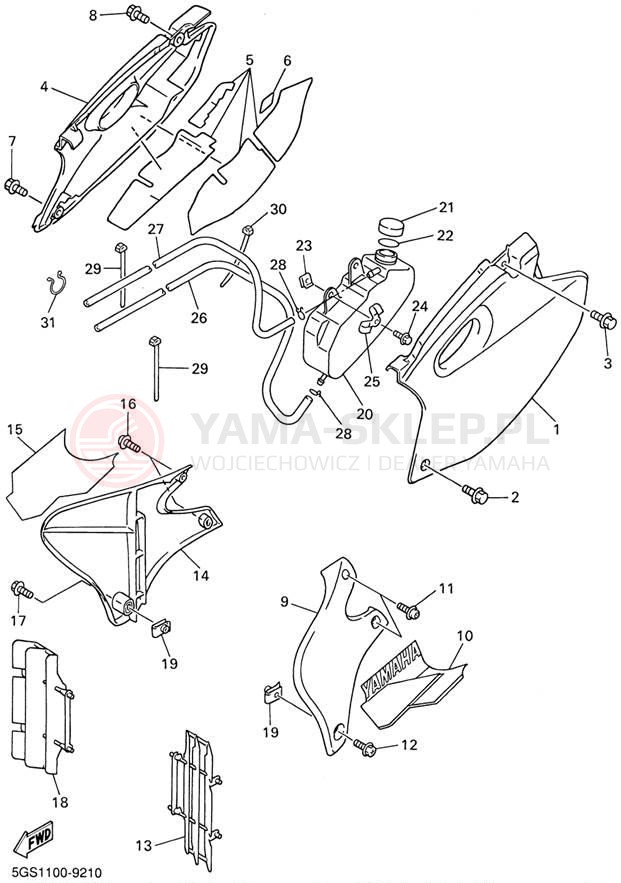 Schemat "Pokrywa boczna" do Yamaha WR400F WR400FL