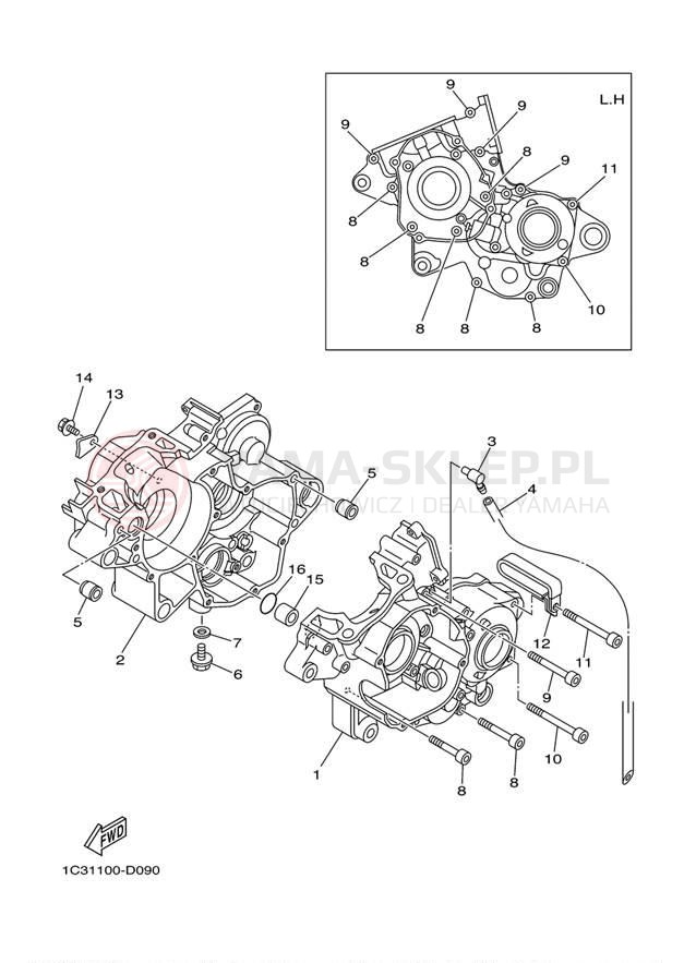 Schemat "Obudowa silnika" do Yamaha YZ125 YZ125T1
