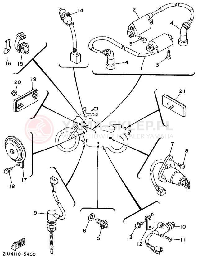 Schemat "układ elektryczny" do Yamaha VIRAGO 250 XV250G/XV250GC