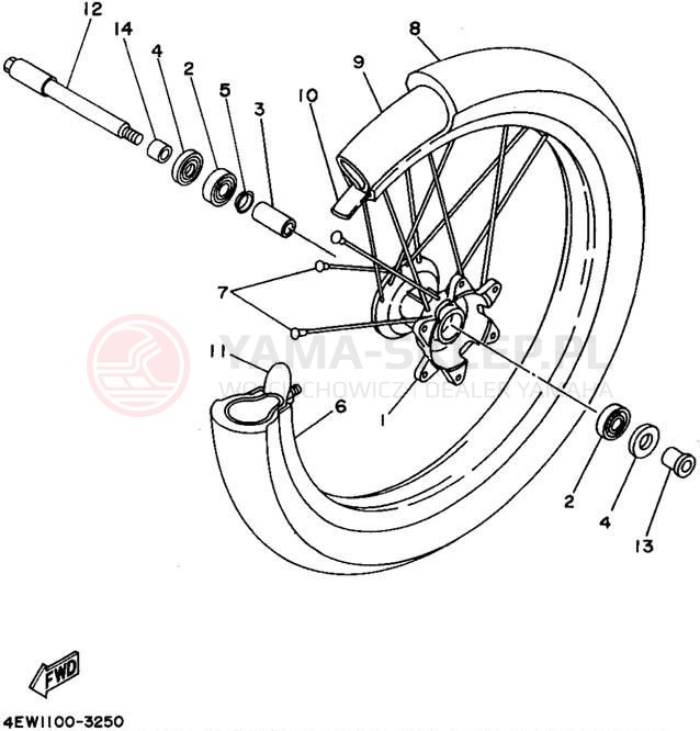 Schemat "Koło przód" do Yamaha YZ250G1
