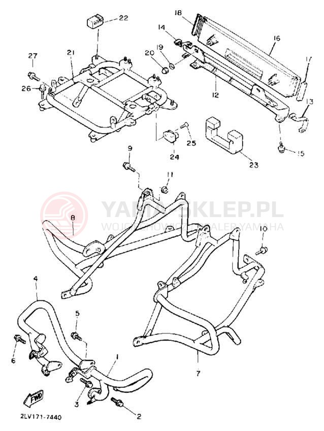 Schemat "osłona / stelaż" do Yamaha XVZ13DAC/XVZ13DA