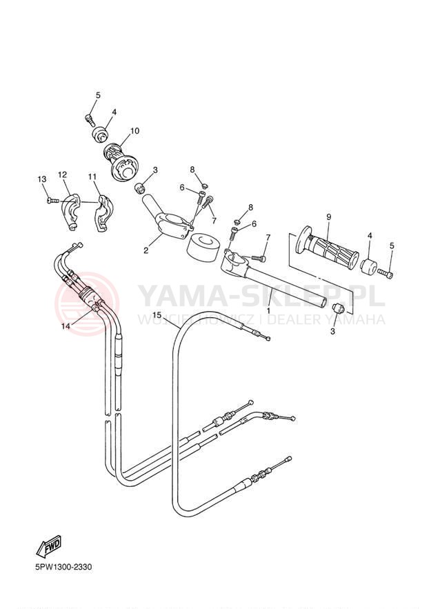 Schemat "Kierownica i osprzęt" do Yamaha YZFR1 YZFR1PC/YZFR1P