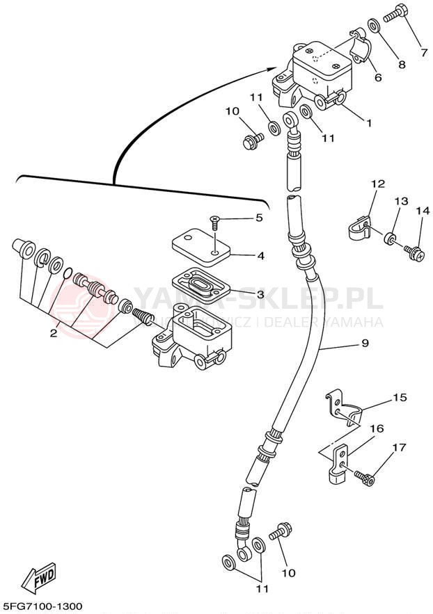 Schemat "Pompa hamulcowa przednia" do Yamaha TTR225 TTR225PC/TTR225P