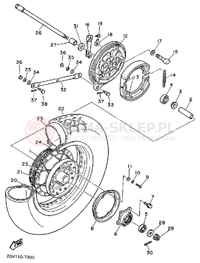 Schemat "Koło tył" do Yamaha VIRAGO 535 XV535A/XV535AC