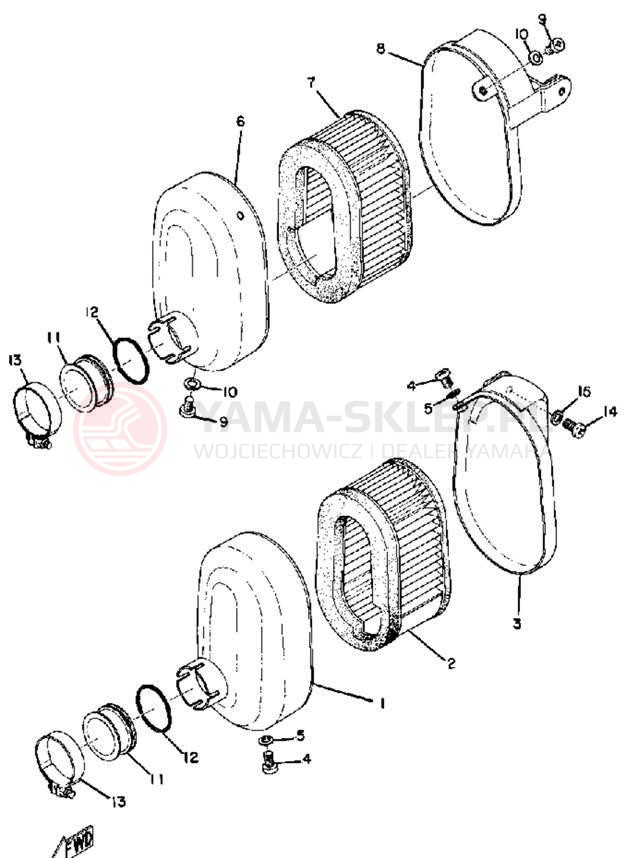 Schemat "Filtr powietrza" do Yamaha HS1B