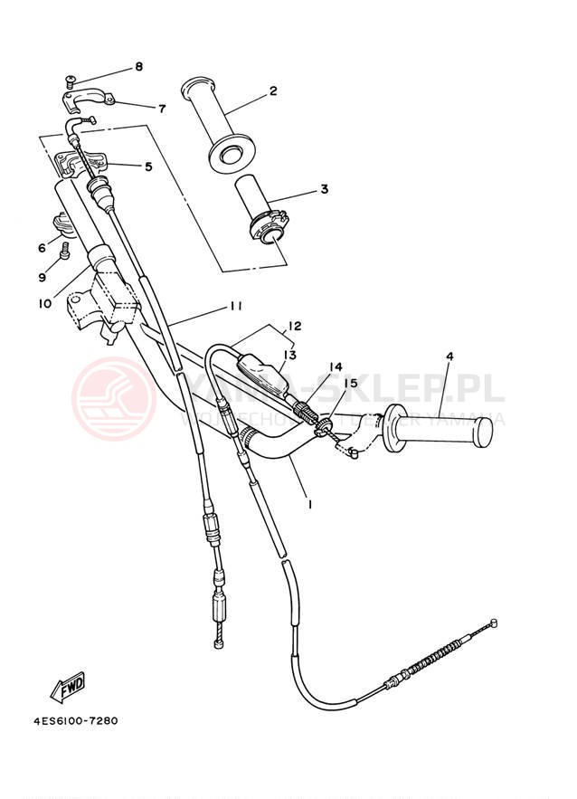 Schemat "Kierownica i osprzęt" do Yamaha YZ80 YZ80M1