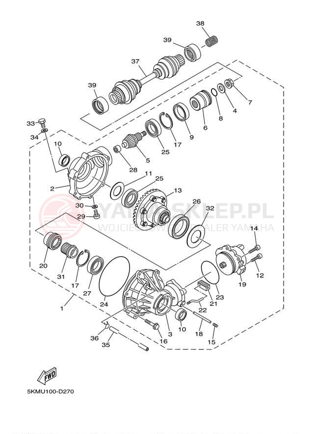 Schemat "Wał napędowy przód" do Yamaha GRIZZLY 660 HUNTER YFM66FAHT