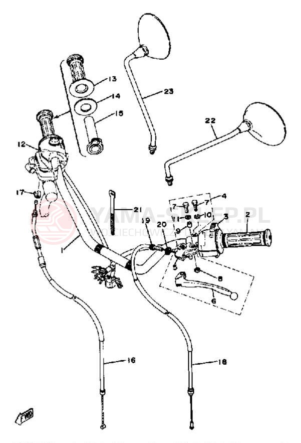 Schemat "Kierownica i osprzęt" do Yamaha XS360D
