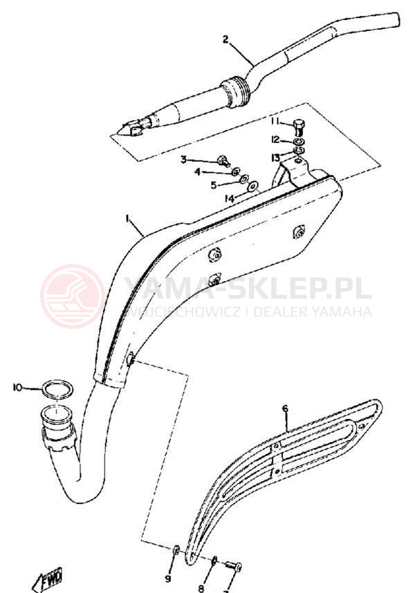 Schemat "Wydech końcowy" do Yamaha JT2/JT2MX