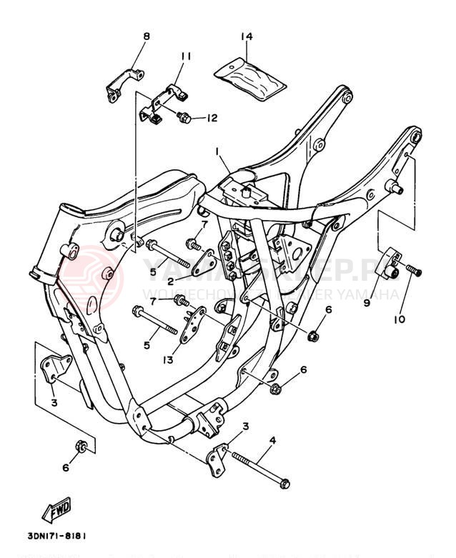 Schemat "rama" do Yamaha VIRAGO 250 XV250N/XV250NC